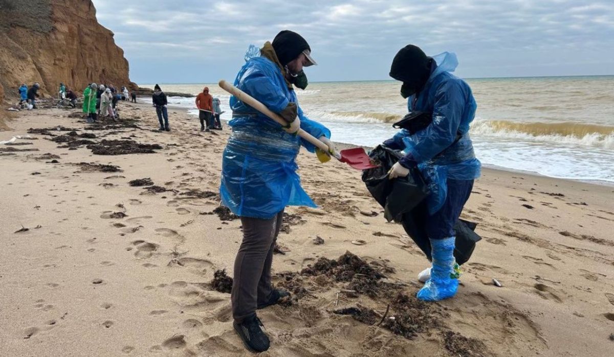 Более 300 человек вышли на уборку мазута в Севастополе в Рождество