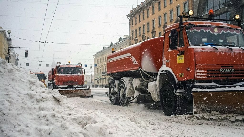 Смольный решил очистить улицы после снегопада, используя только 100 уборочных машин